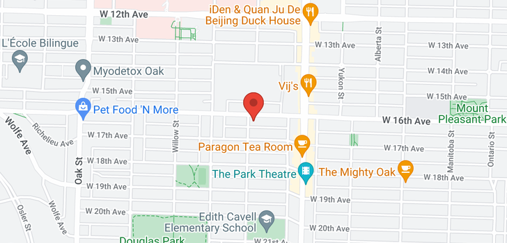 map of 302 592 W 16TH AVENUE